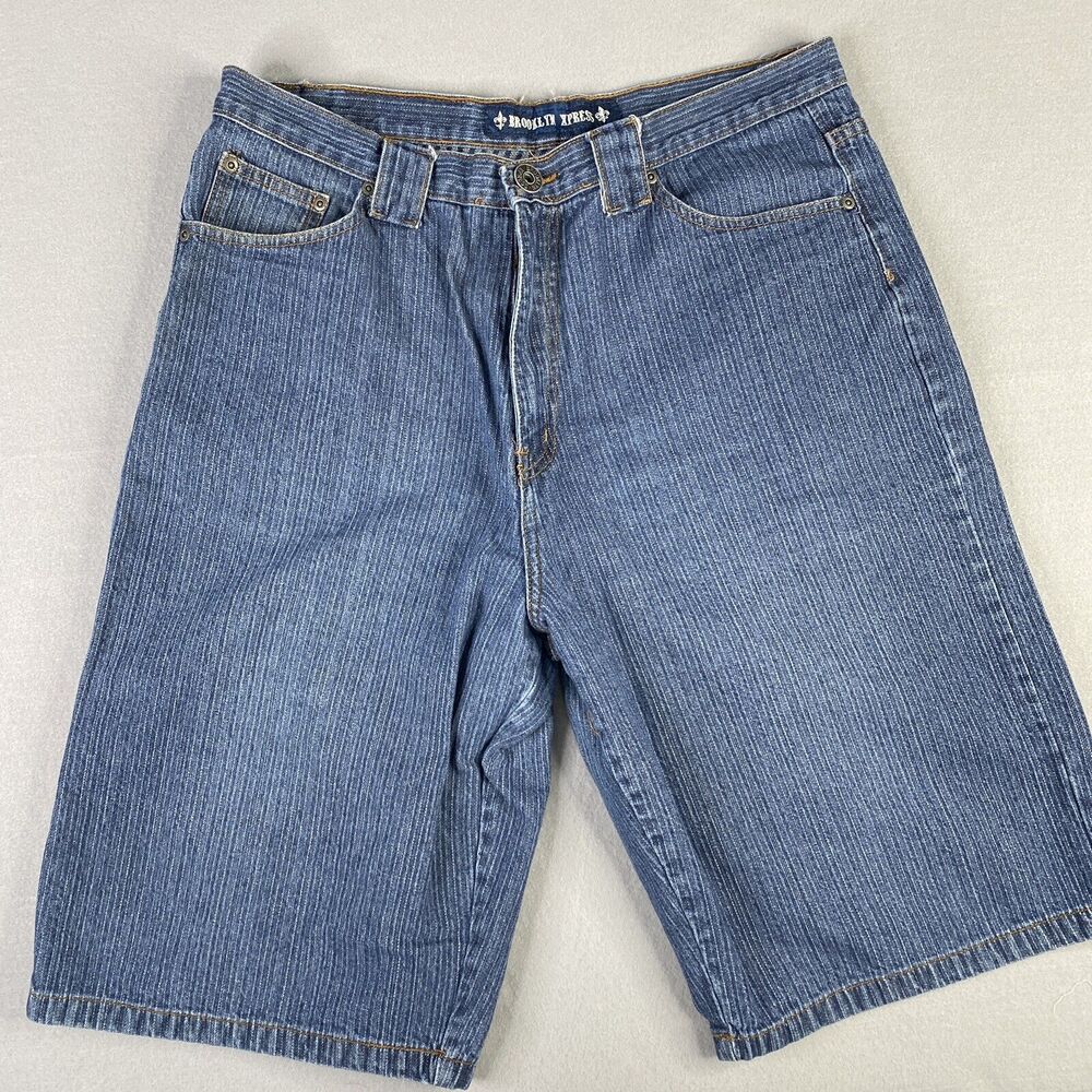 VTG Brooklyn Express Shorts Mens 40 (37) Blue Denim Baggy Loose Skater Y2K Jeans